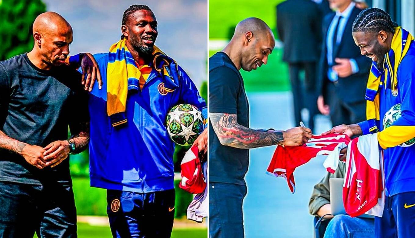 儿厂梦？小图拉姆与亨利一起备战欧冠，让后者在阿森纳球衣上签名